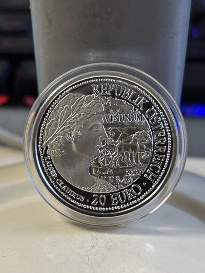 第192期拍卖 - 奥地利2010年多瑙河系列1罗马维鲁努姆纪念银币，900银，发行50000枚，18克