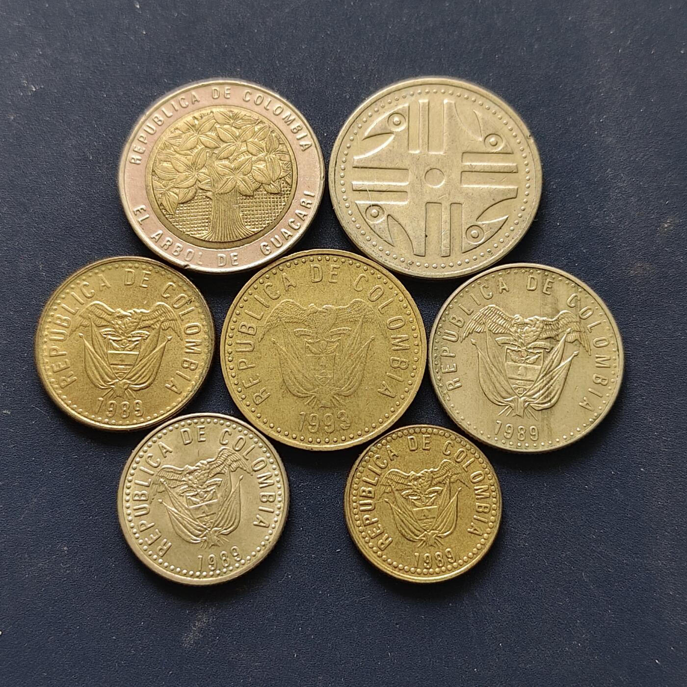 【全场包邮】纯粹捡漏拍508场 哥伦比亚1989-2005年7枚套币