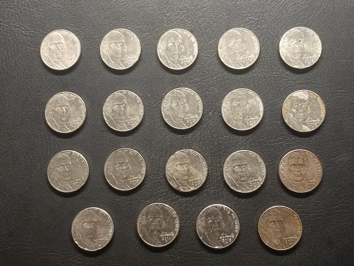 荟藏特别场次第五期——“社长的钢镚堆” 美国5分新杰斐逊头像批量19枚