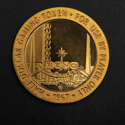 【淘币小摊】实时拍第八百七十六拍   散币场    每周一统一发货 - 美国1967年里诺市Harolds Club半美元铜币代币原光品