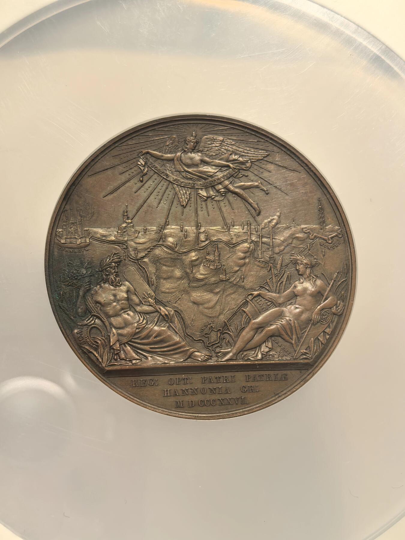 博洋堂世界钱币拍卖第163期（全场包邮） NGC UNC 荷兰1826年图尔奈与蒙斯之间运河开通纪念大铜章