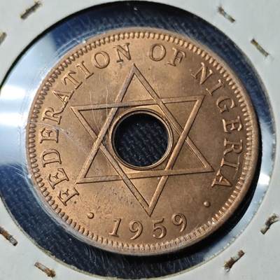 KK钱币收藏小铺   套币 批量/好品散币专场 2月预留时间 周末发货 -  1959英属尼日利亚1便士铜币 好品
