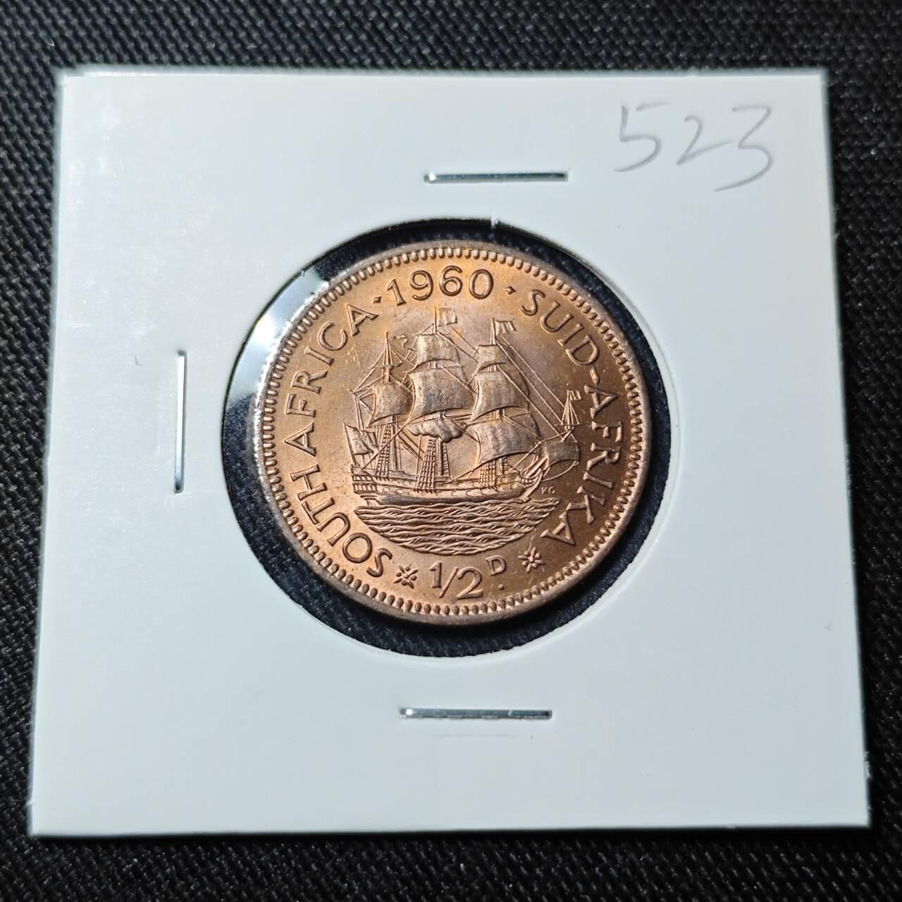 KK钱币收藏小铺   套币 批量/好品散币专场 2月预留时间 周末发货  1960英属南非0.5便士铜币