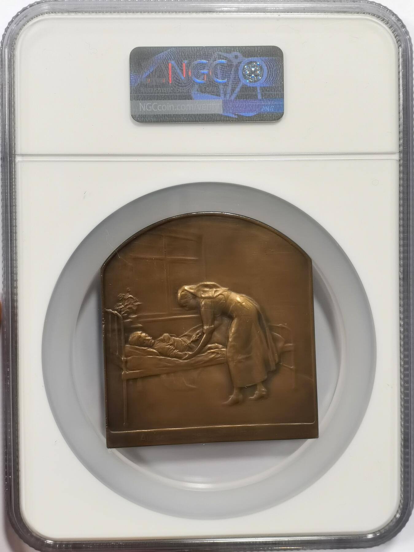 博洋堂世界钱币拍卖第163期（全场包邮） NGC MS62BN 比利时1919年战时红十字会纪念大铜章