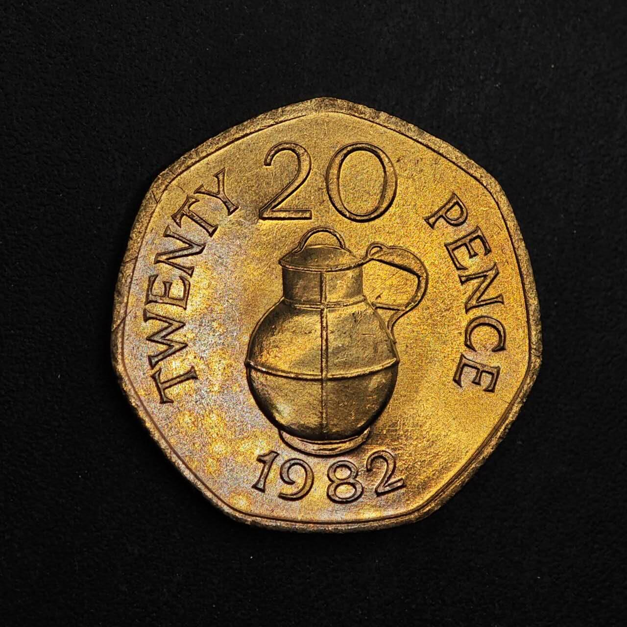 【淘币小摊】实时拍第八百七十六拍   散币场    每周一统一发货 根西1982年20便士镍币