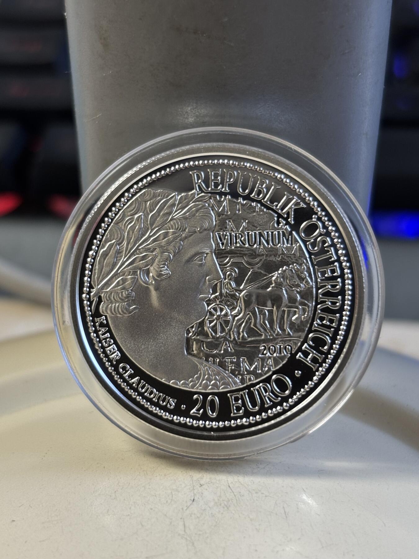 第192期拍卖 奥地利2010年多瑙河系列1罗马维鲁努姆纪念银币，900银，发行50000枚，18克