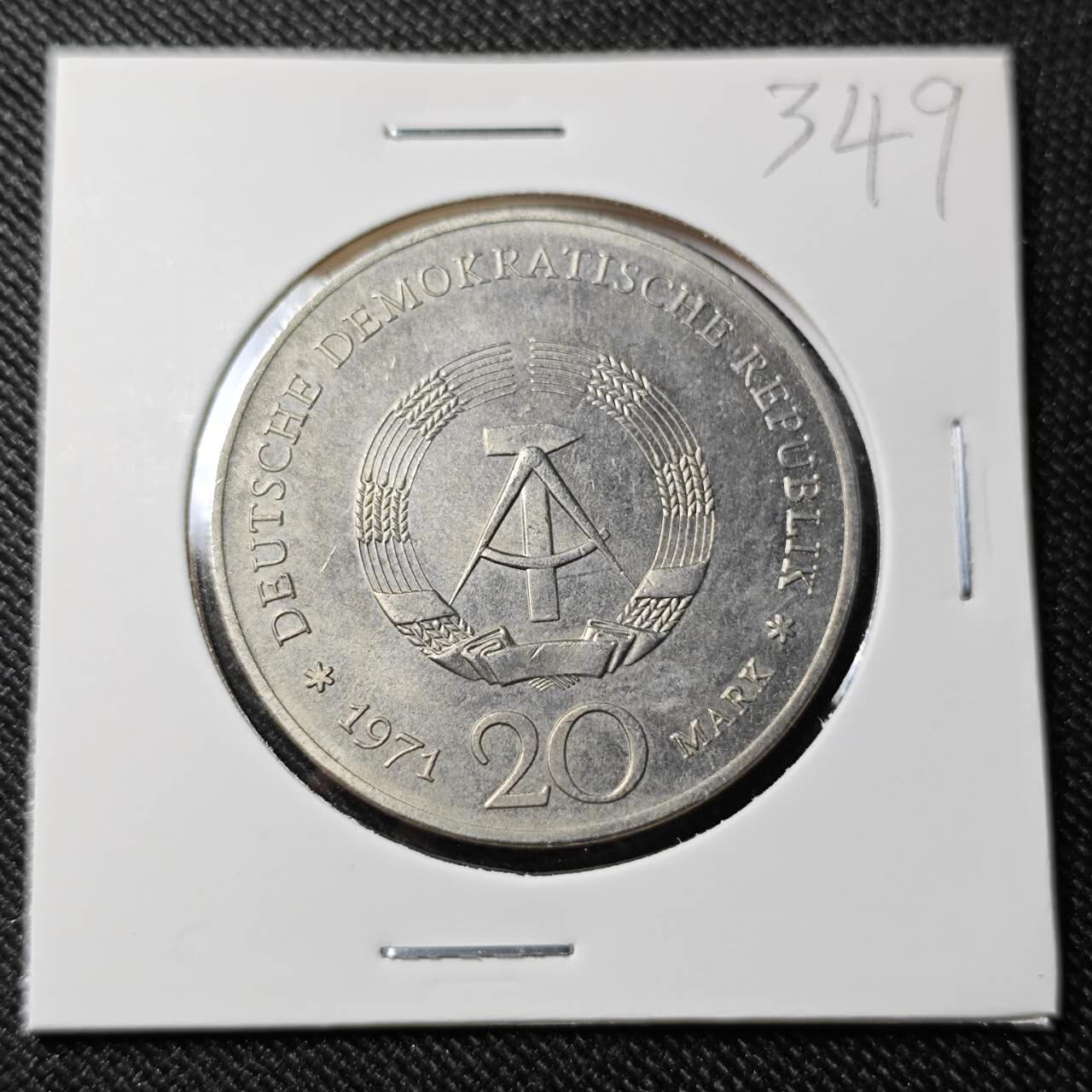 KK钱币收藏小铺   套币 批量/好品散币专场 2月预留时间 周末发货  1971东德20马克纪念币