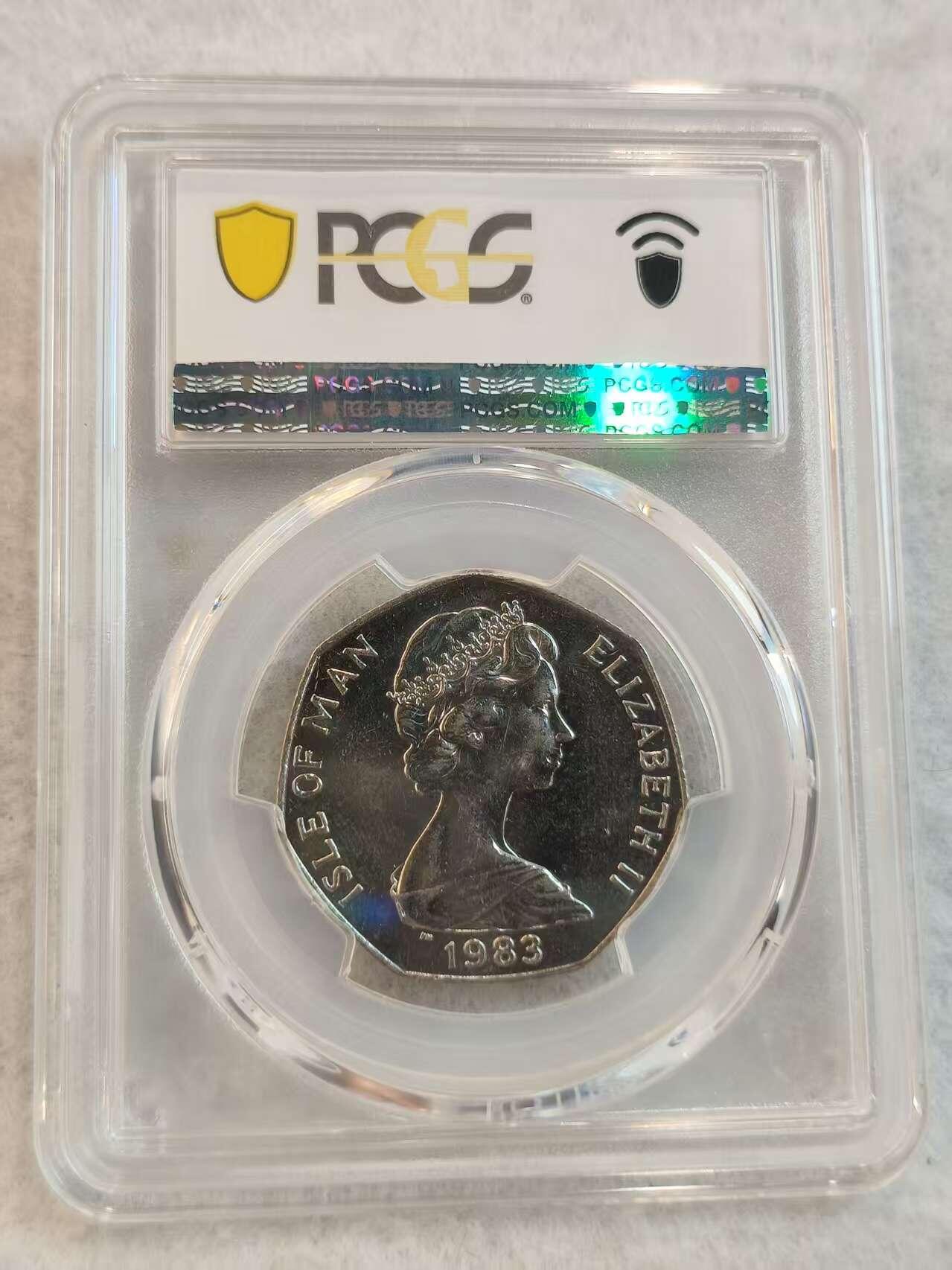 G&W世界散币，银币处理专场（第45场） PCGS-MS63 马恩岛1983年50便士