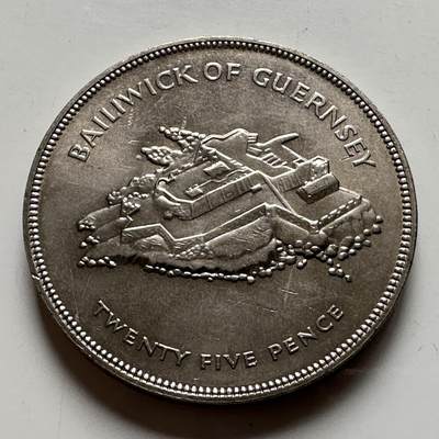 🌹外币初藏🌹🐯2026年第24场  每周二四六晚8️⃣点 接代拍 - 根西岛1977年25便士克朗型纪念币 b