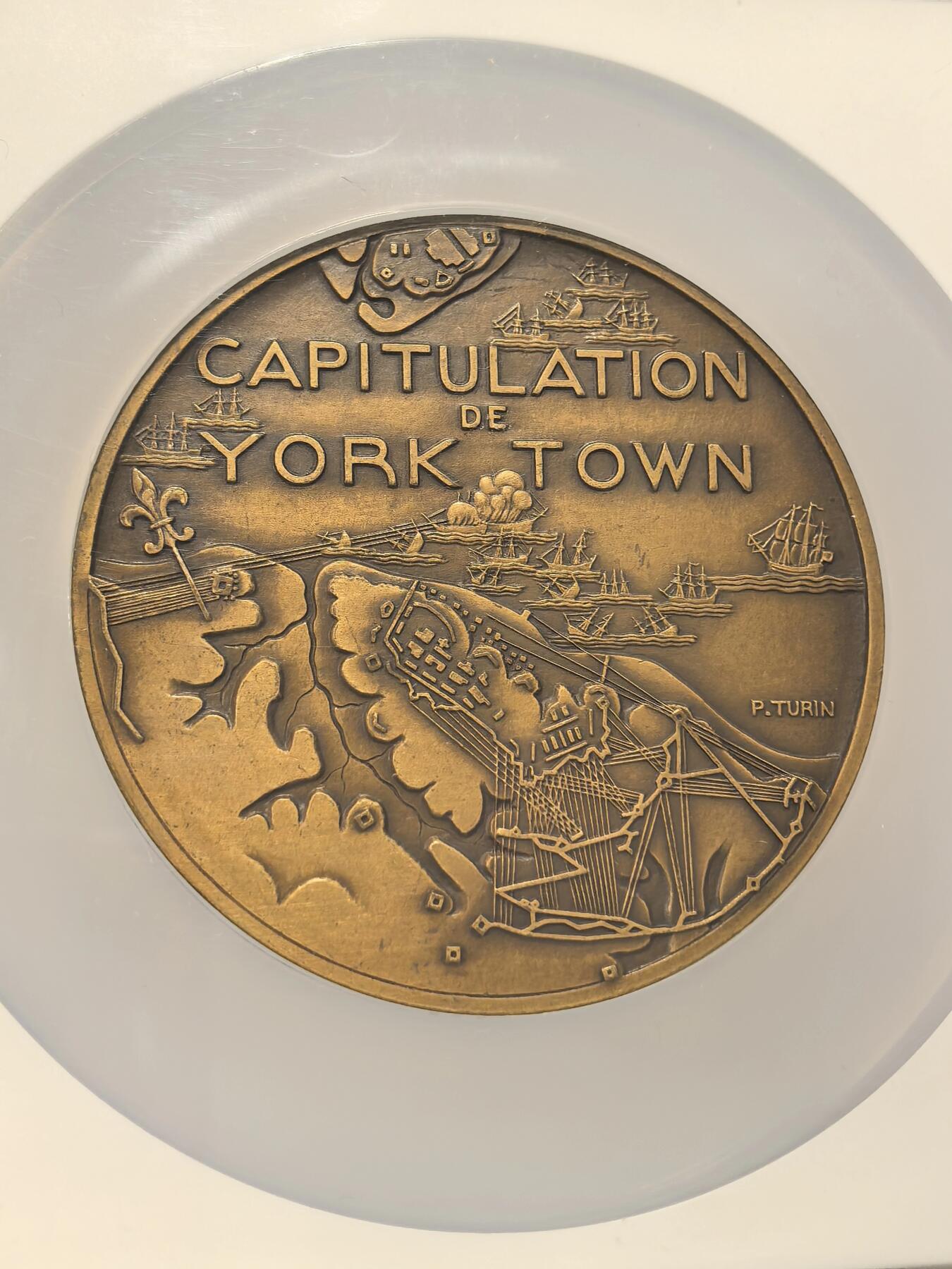 博洋堂世界钱币拍卖第163期（全场包邮） NGC MS61 美国1931年约克镇受降150周年纪念大铜章，纪念美国独立战争中具有决定性意义的1781年约克镇围城战结束及英军投降