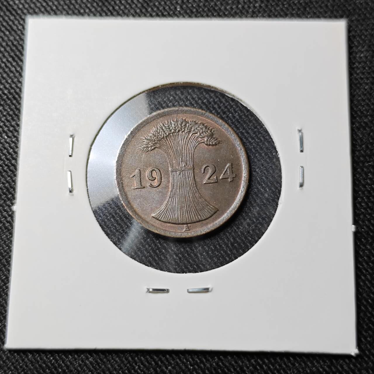 KK钱币收藏小铺   套币 批量/好品散币专场 2月预留时间 周末发货  1924德国2芬尼铜币