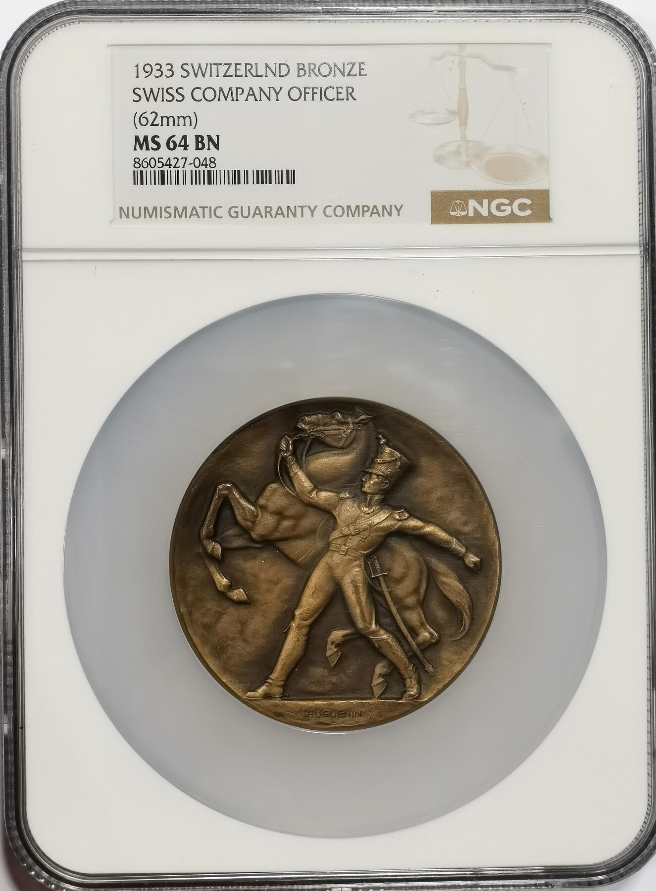 博洋堂世界钱币拍卖第163期（全场包邮） NGC MS64BN 瑞士1933年瑞士军官协会成立100周年纪念大铜章
