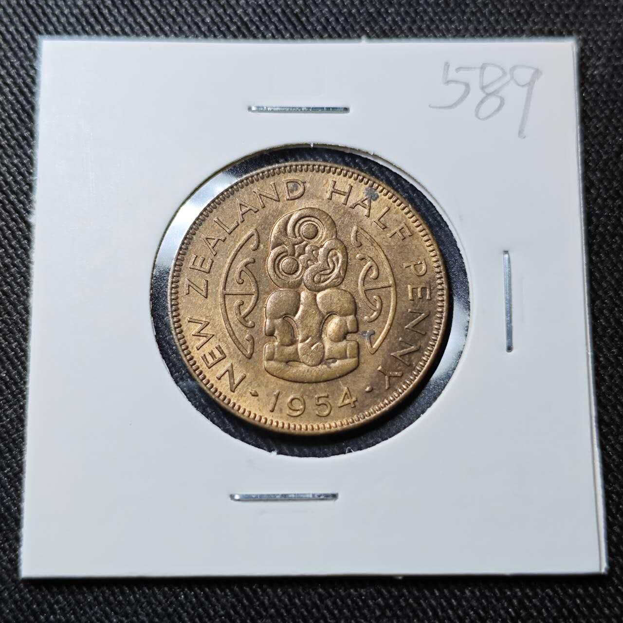 KK钱币收藏小铺   套币 批量/好品散币专场 2月预留时间 周末发货  1954新西兰半便士铜币