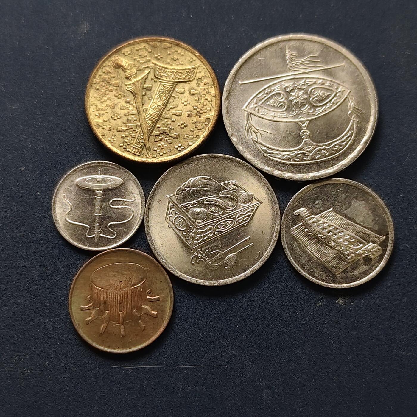 【全场包邮】纯粹捡漏拍508场 马来西亚1993-1997年民俗版6枚套币