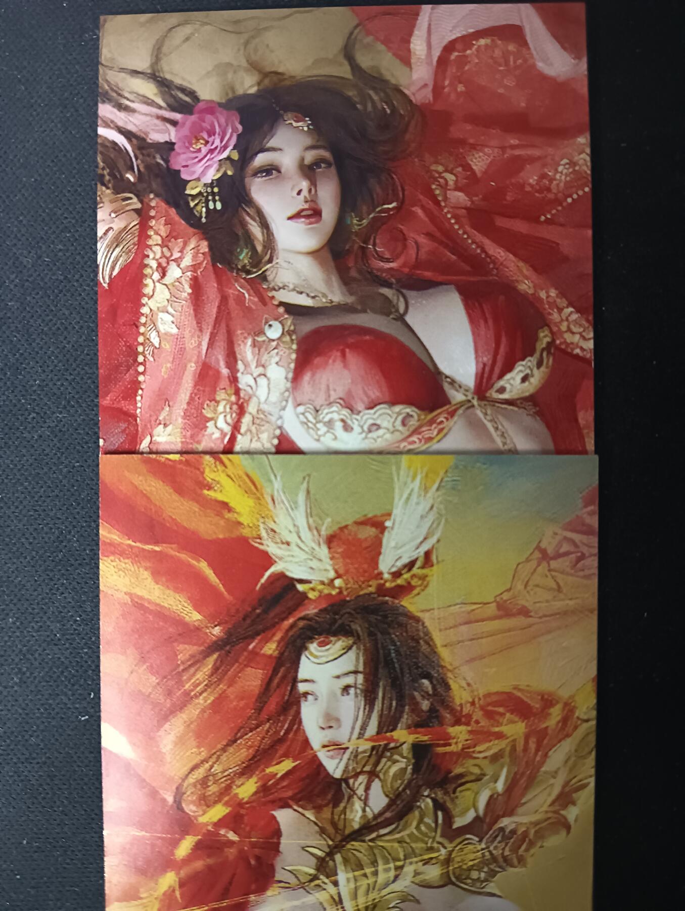 花开卡拍第61期（3月7号周六截拍，品控勿拍!!!拍品不寄存，运费5元（新疆需补运费差价或顺丰到付），自制卡难免瑕疵，可能存在轻微撞角爆边等出厂瑕疵，品控介意勿拍！） 焱卡 刷子人间传 新孙尚香和新貂蝉 书签2张