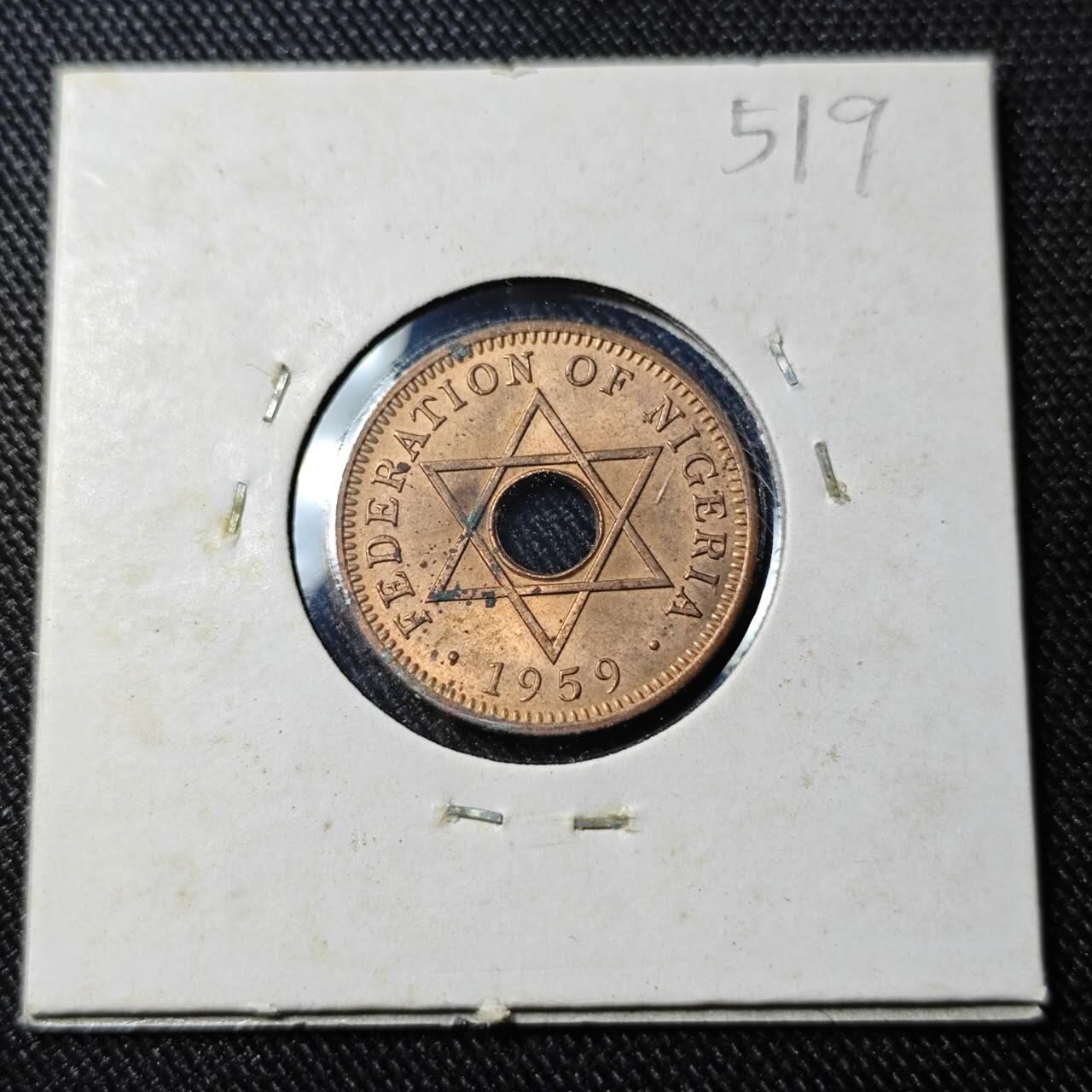 KK钱币收藏小铺   套币 批量/好品散币专场 2月预留时间 周末发货  1959英属尼日利亚0.5便士铜币