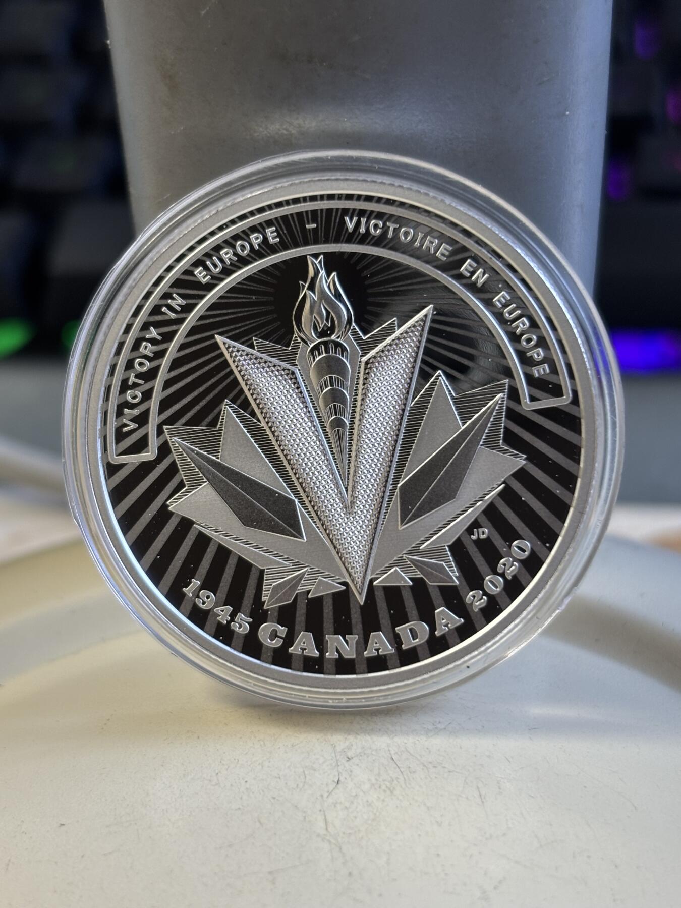 第192期拍卖 加拿大2020年二战前线系列10欧洲胜利日1盎司银币，9999银，发行7500枚