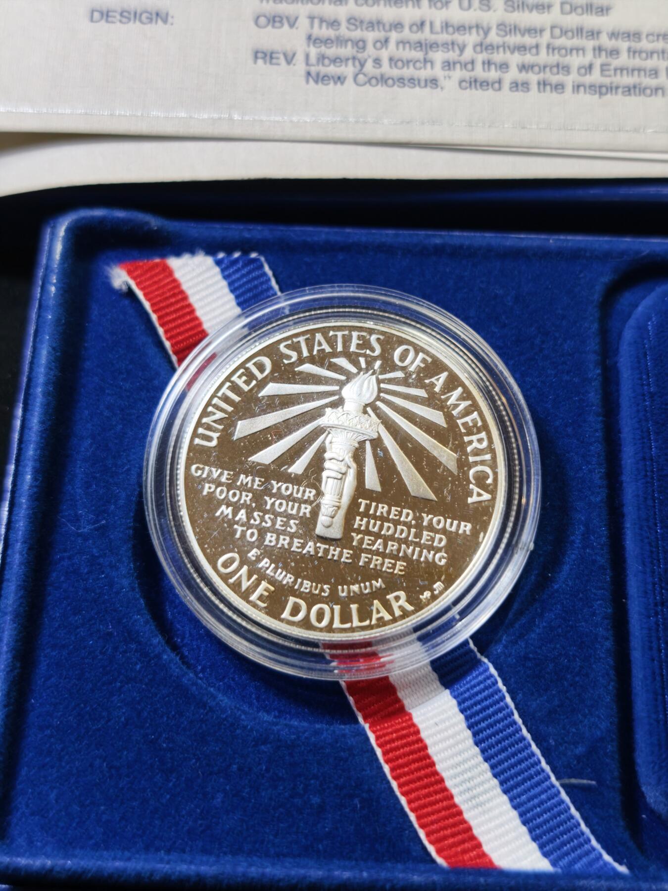 甄臻铺-世界币章拍卖（第53期），甄品场拍品征集中，送拍享返佣金等优惠多多 1987年自由女神一枚带盒带证