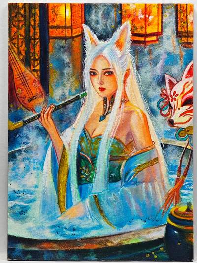 白泽拍卖卡牌手绘专场第33期（去岁千般皆如愿 今年万事定称心） - 2025 玉琉璃手绘卡 狐狸  希希亲签