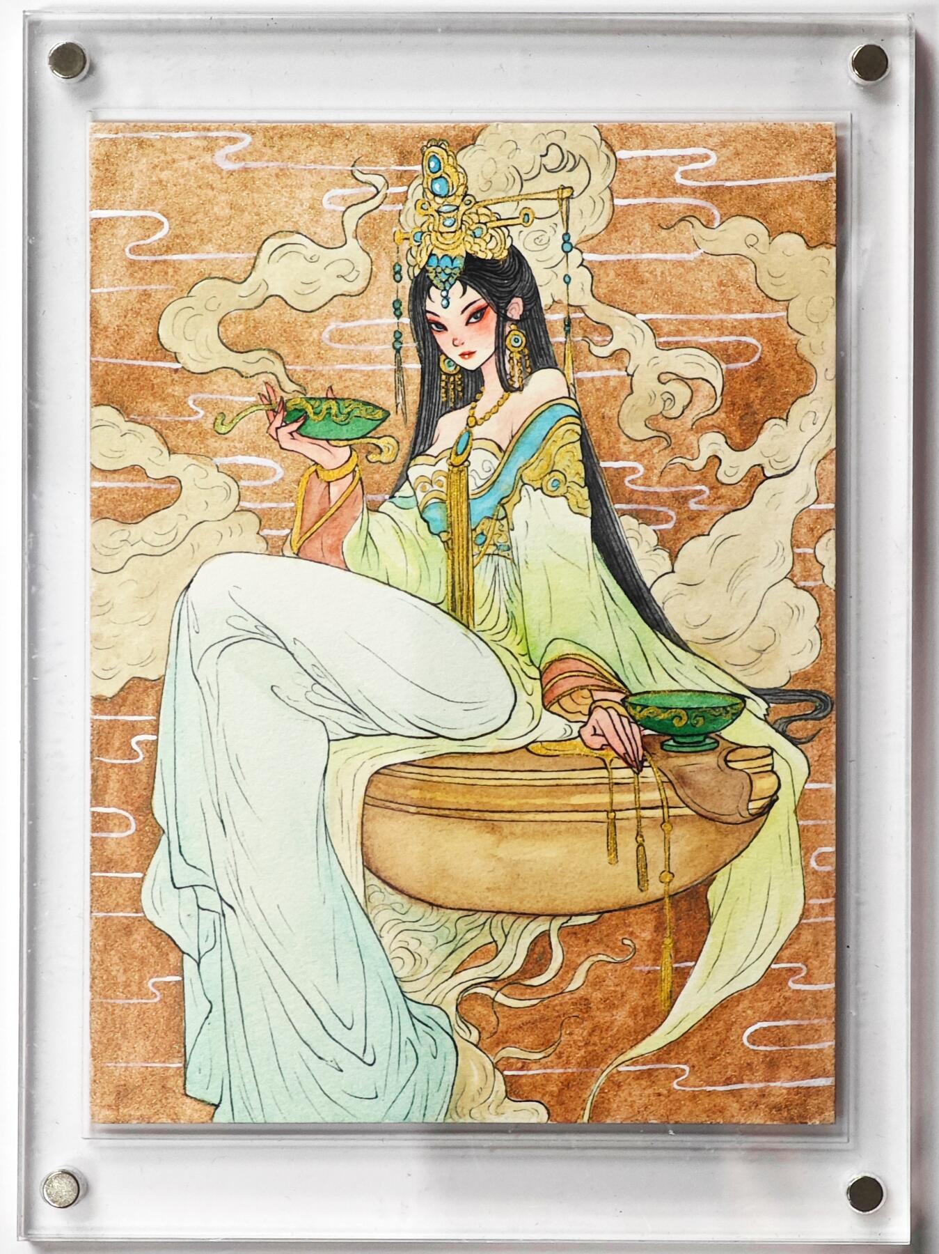 白泽拍卖卡牌手绘专场第33期（去岁千般皆如愿 今年万事定称心） 2025 艺方文创 手绘卡 独坐青云 尺寸：9.9cm*13.2cm  Duan亲签 卡砖封装