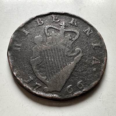 🌹外币初藏🌹🐯2026年第24场  每周二四六晚8️⃣点 接代拍 - 爱尔兰 1766年乔治三世 半便士铜币 约28mm