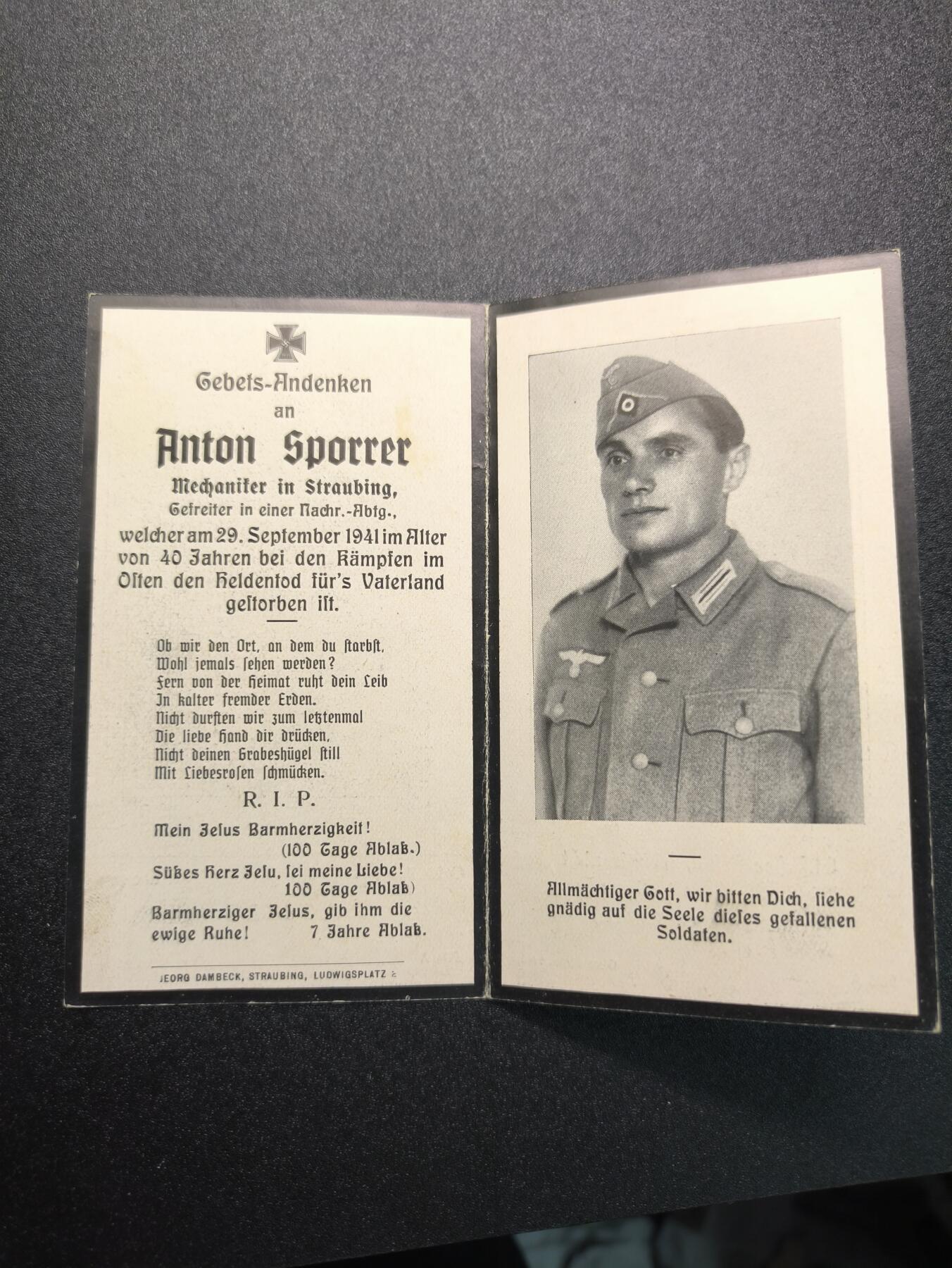 云宸嘉赏-勋臻精藏⭐️年后精品专拍场次🎖 德意志第三帝国国防军豁免上等兵（最高级士兵军衔）机械师阵亡卡  阵亡于巴巴罗萨计划期间