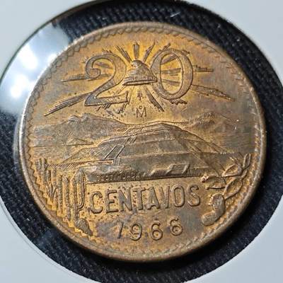 KK钱币收藏小铺   套币 批量/好品散币专场 2月预留时间 周末发货 -  1966墨西哥20分铜币