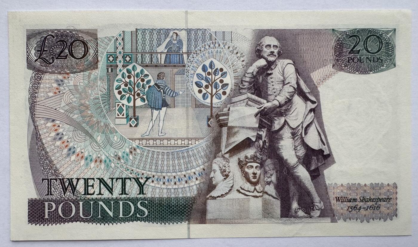 2026第4场（总第231期）：精品测试钞、外钞综合场  首发01A冠/百位小号000229 英格兰1981-84年版20镑女王钞UNC（略有浅印）