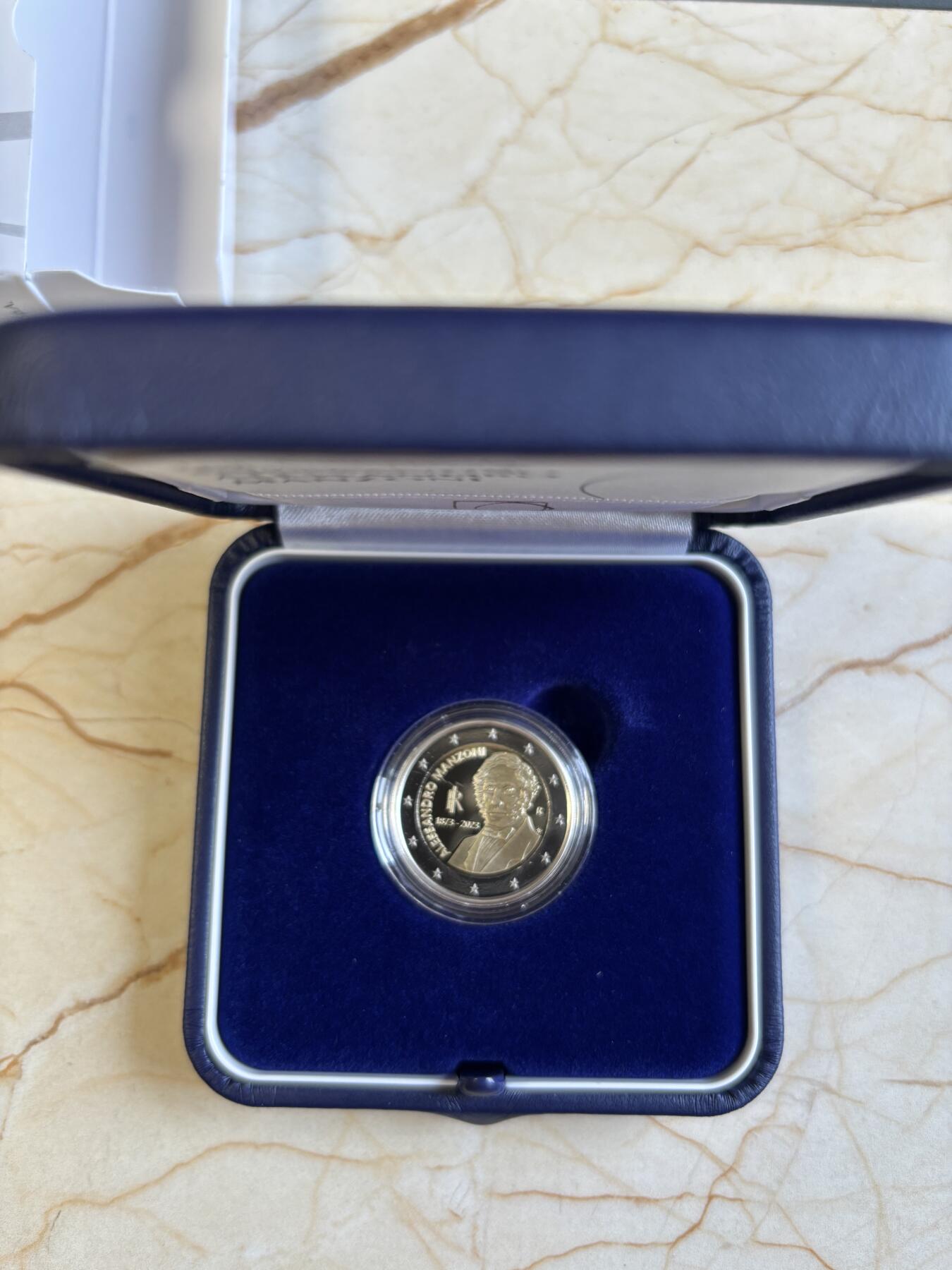 第192期拍卖 意大利2023年人物曼佐尼2欧精制双色纪念币