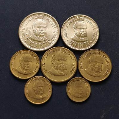 【全场包邮】纯粹捡漏拍508场 - 秘鲁1985-1988年格劳将军版7枚套币