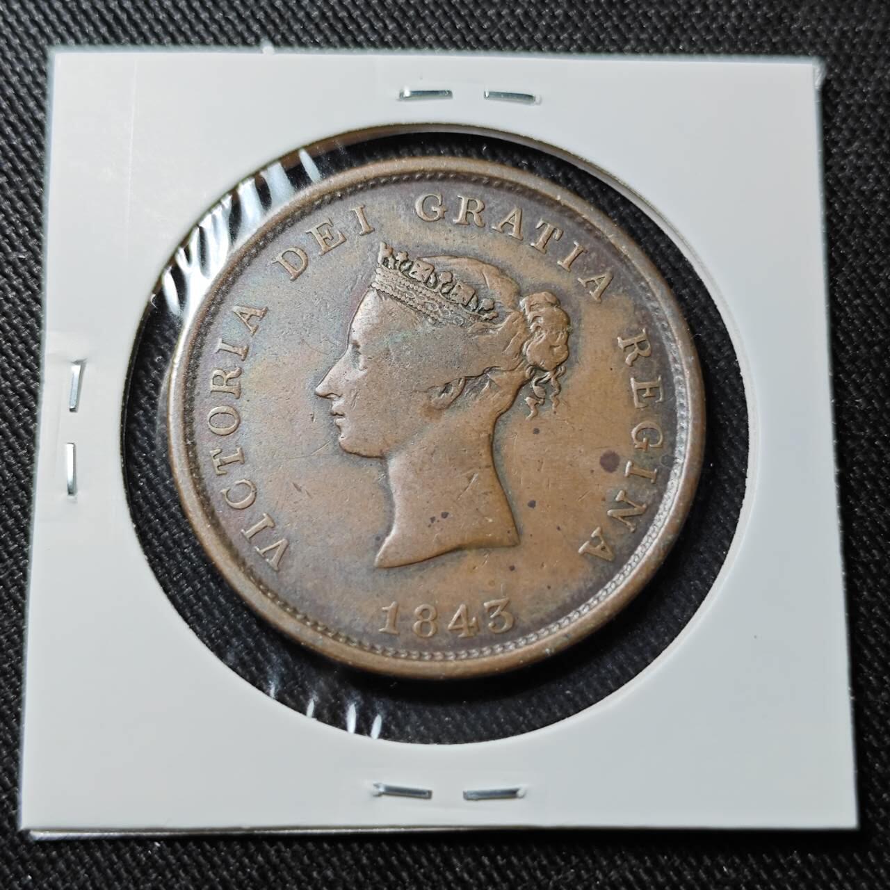 KK钱币收藏小铺   套币 批量/好品散币专场 2月预留时间 周末发货 1843英属加拿大新不伦瑞克省1便士铜币