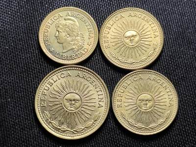 KK钱币收藏小铺   套币 批量/好品散币专场 2月预留时间 周末发货 -  阿根廷铜币4枚 好品