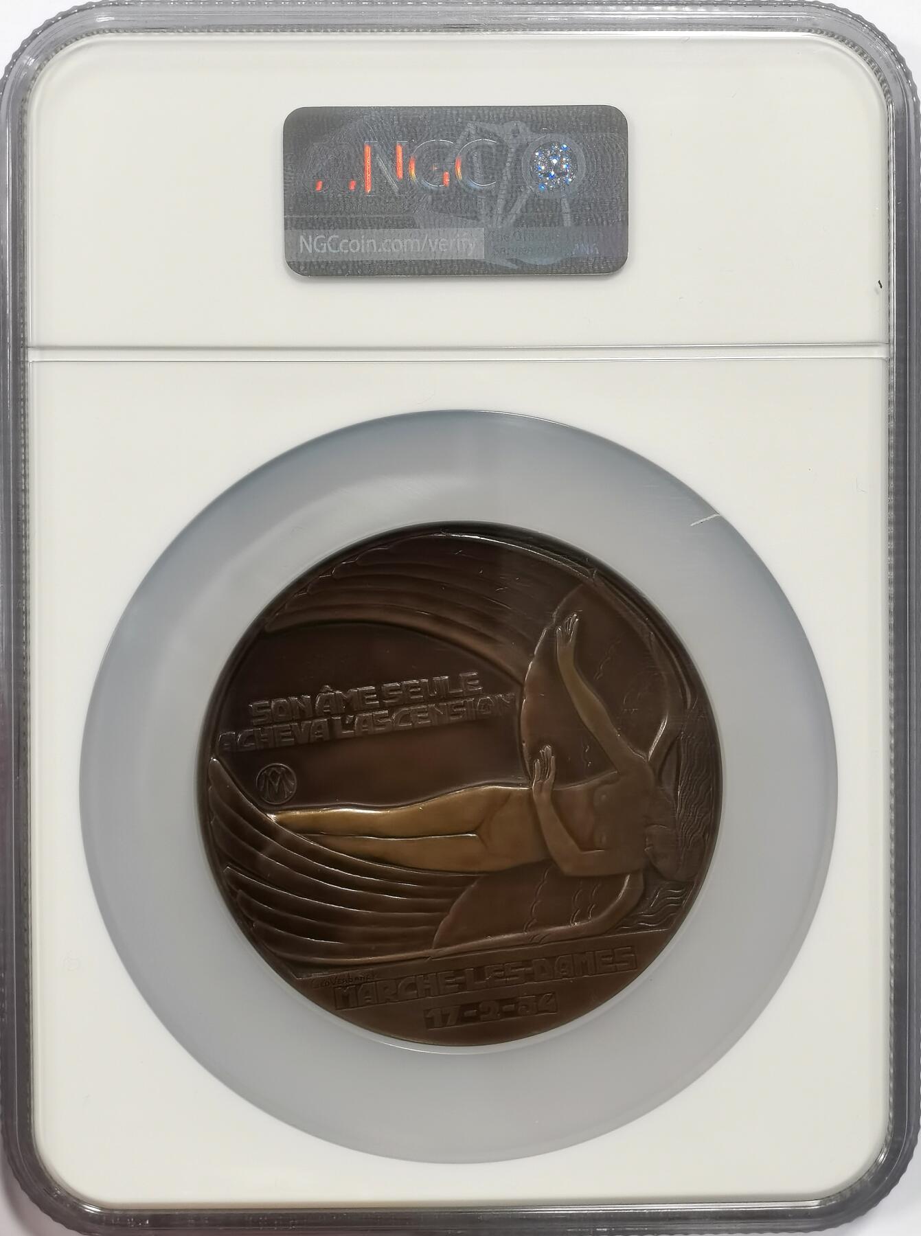 博洋堂世界钱币拍卖第163期（全场包邮） NGC MS64BN 比利时1934年阿尔伯特一世逝世纪念大铜章