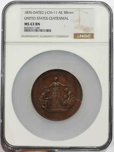 博洋堂世界钱币拍卖第163期（全场包邮） - NGC MS63BN 美国1876年建国百年纪念大铜章