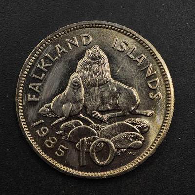 【淘币小摊】实时拍第八百七十六拍   散币场    每周一统一发货 - 福克兰群岛1985年海狮50便士镍币