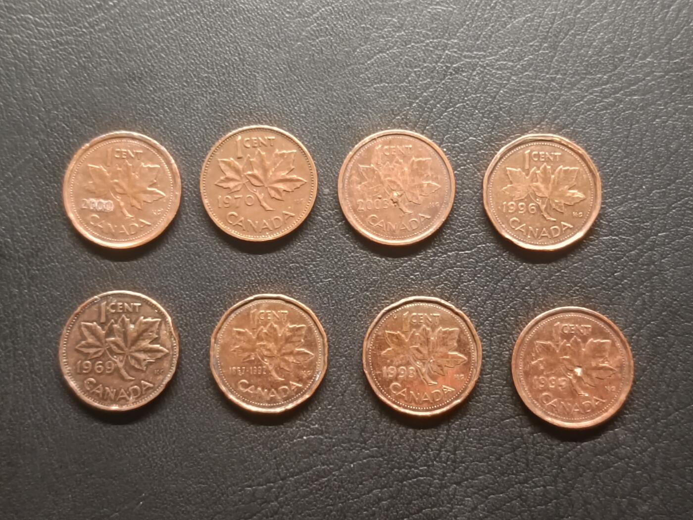 荟藏特别场次第五期——“社长的钢镚堆” 加拿大1分批量八枚，其中一枚纪念币