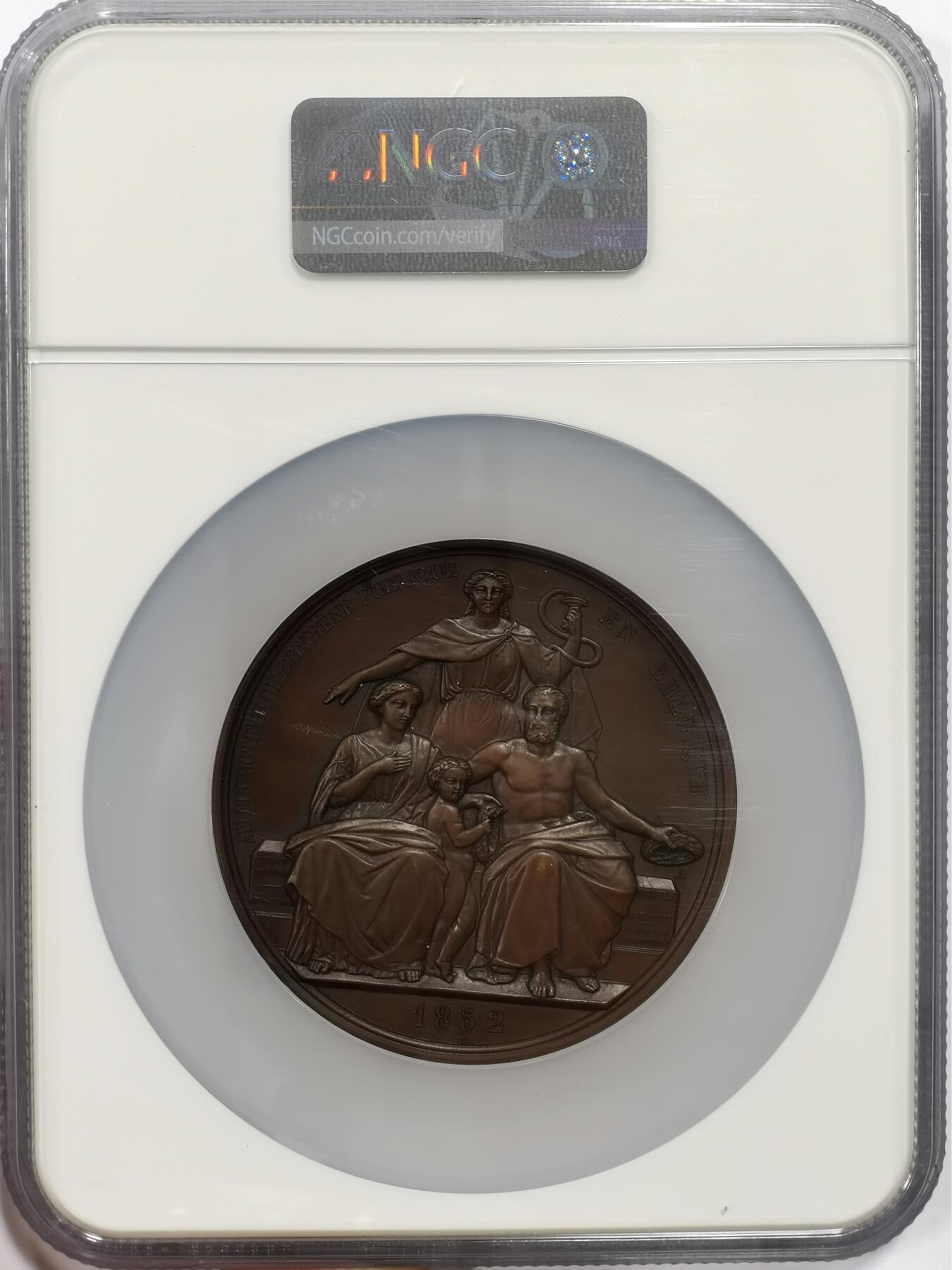 博洋堂世界钱币拍卖第163期（全场包邮） NGC MS62BN 比利时1852年查尔斯·罗吉尔纪念大铜章，查尔斯·罗吉尔（Charles Rogier）是比利时19世纪的重要政治家，曾两度担任比利时首相