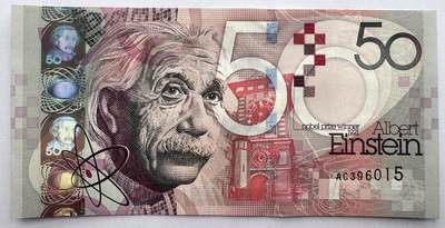 2026第4场（总第231期）：精品测试钞、外钞综合场  - 德纳罗DLR“爱因斯坦”50面额DepthThread®景深安全线测试钞UNC（全程无47）