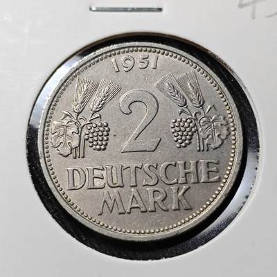 KK钱币收藏小铺   套币 批量/好品散币专场 2月预留时间 周末发货 -  1951德国2马克镍币