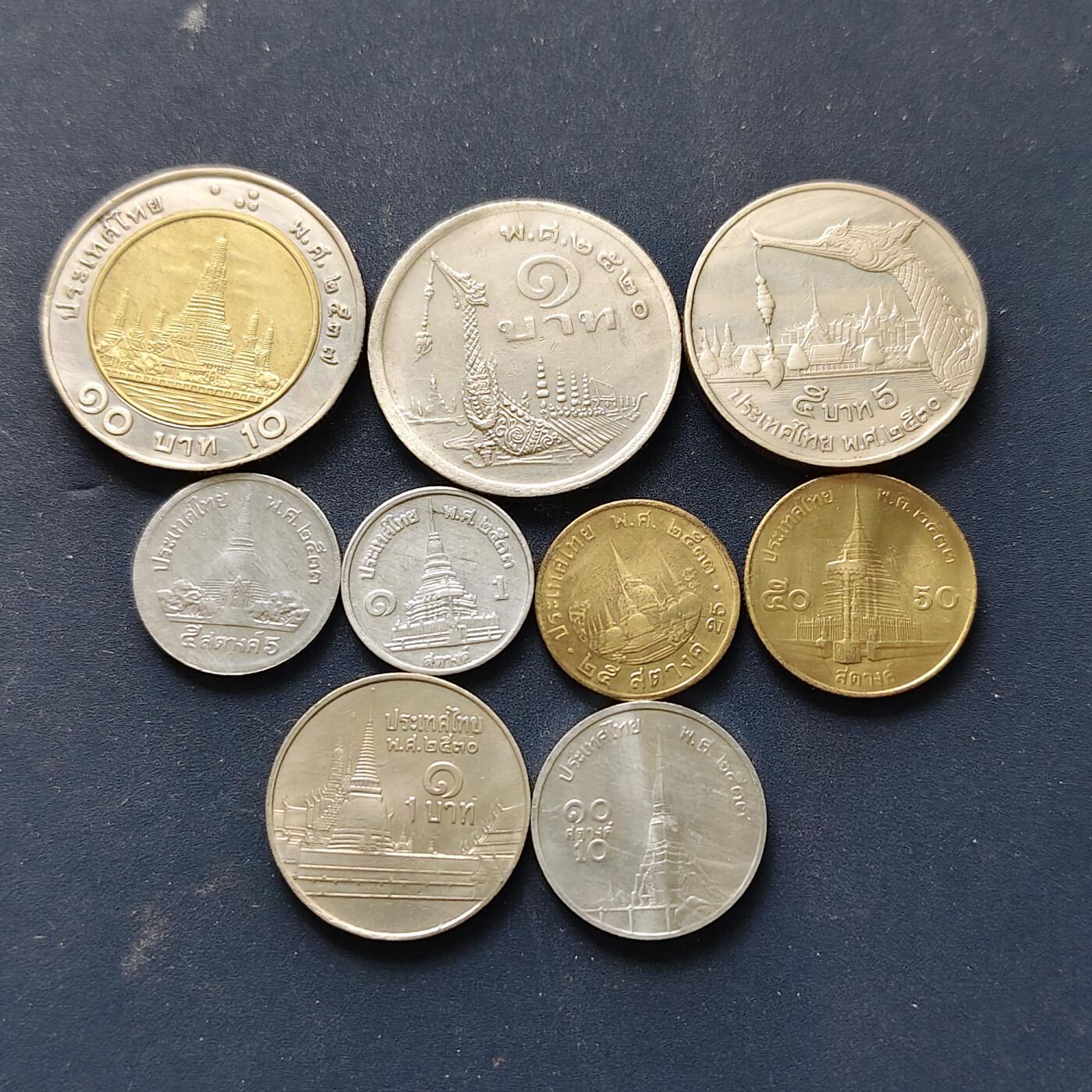 【全场包邮】纯粹捡漏拍508场 泰国各年份拉玛九世中年版9枚套币-含寺庙版7枚+大小龙船