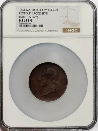 博洋堂世界钱币拍卖第163期（全场包邮） - NGC MS62BN 比利时1831年利奥波德一世登基纪念大铜章