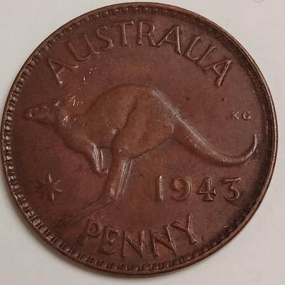 布加迪🐬～世界钱币(上海)🌾第 279 期 /  各国套币和散币 - 澳大利亚🇦🇺 1943年 1便士