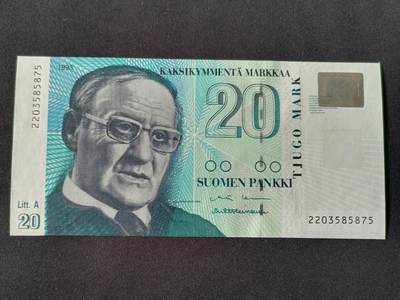 【游宝拍卖】丙午马年第7期 - 芬兰-20马克【1993年 Litt.A版 全新UNC】
