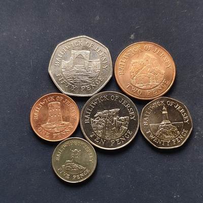 【全场包邮】纯粹捡漏拍508场 - 泽西2007-2009年古迹建筑版6枚套币