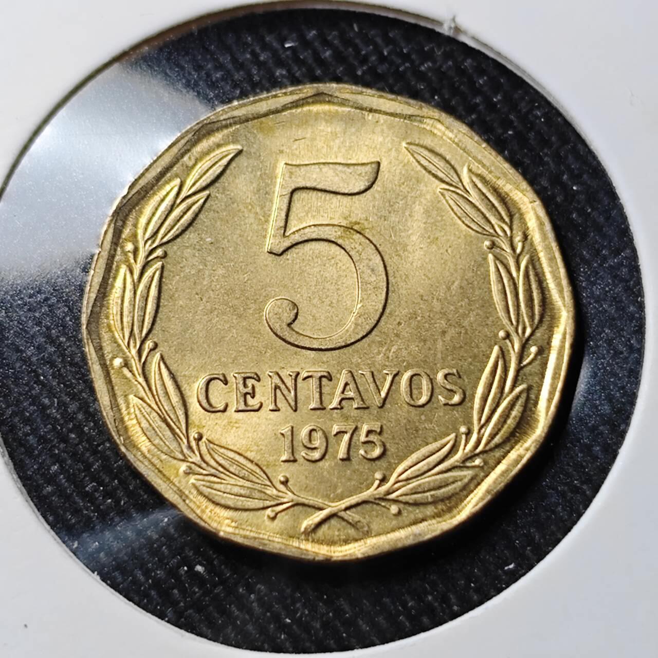 KK钱币收藏小铺   套币 批量/好品散币专场 2月预留时间 周末发货  1975智利5分铜币 好品 铜版少见