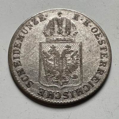 🌹外币初藏🌹🐯2026年第24场  每周二四六晚8️⃣点 接代拍 - 奥地利帝国 1849年 6克鲁泽银币 双头鹰盾徽 25%银 直径约20mm 