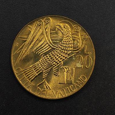 【淘币小摊】实时拍第八百七十六拍   散币场    每周一统一发货 - 梵蒂冈1985年20里拉神鹰铜币