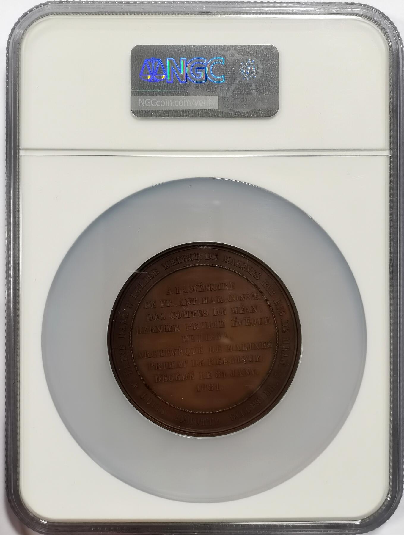 博洋堂世界钱币拍卖第163期（全场包邮） NGC MS64BN 比利时1837年纪念碑落成典礼纪念大铜章