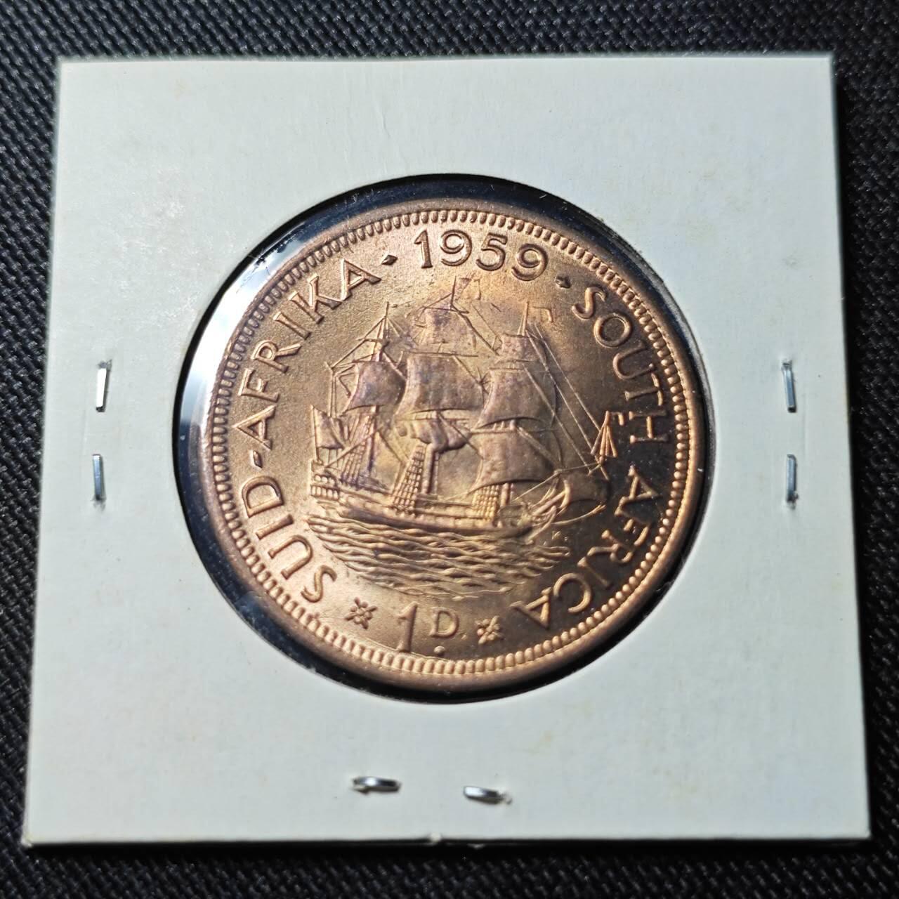 KK钱币收藏小铺   套币 批量/好品散币专场 2月预留时间 周末发货 1959英属南非1便士铜币 好品