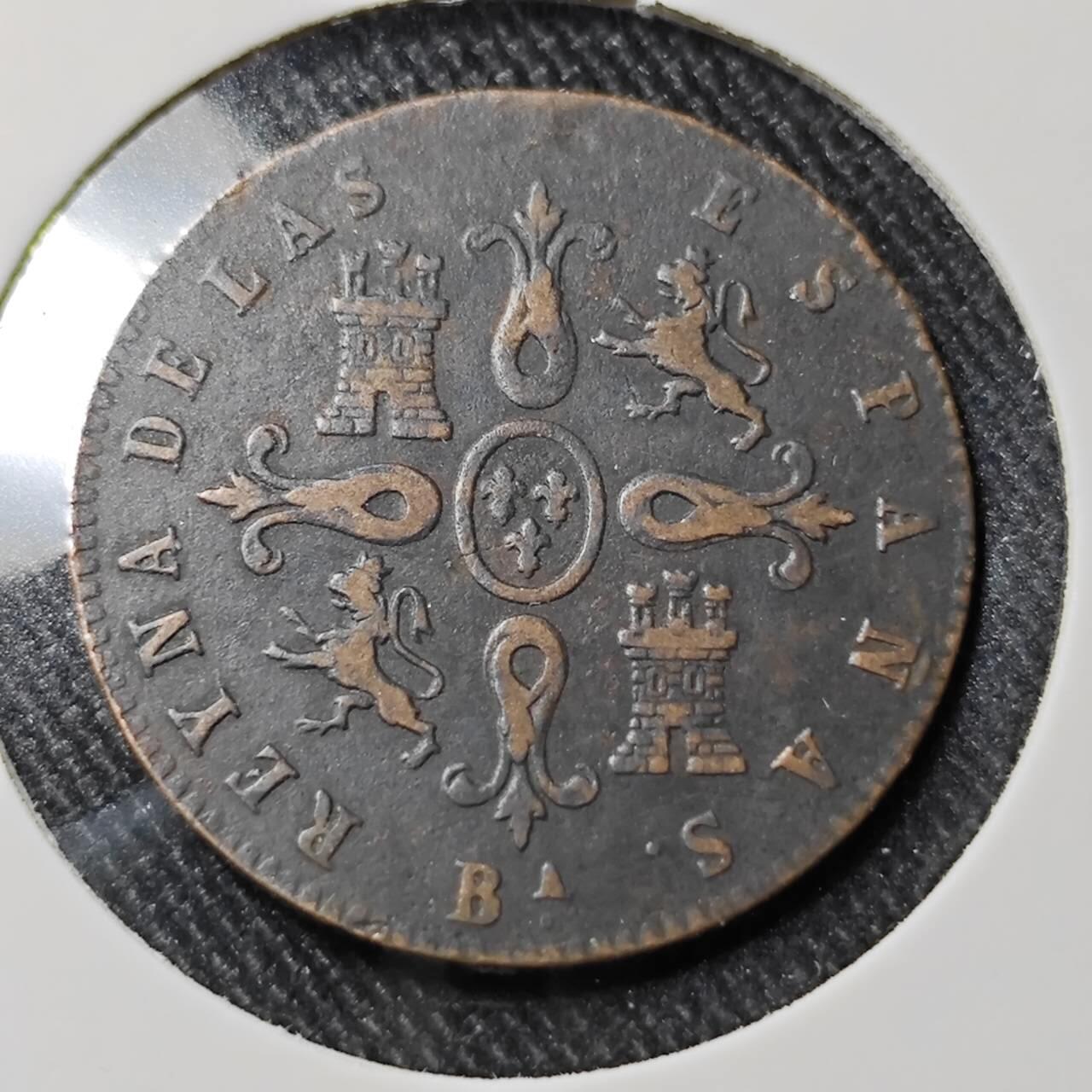 KK钱币收藏小铺   套币 批量/好品散币专场 2月预留时间 周末发货  1855西班牙4M铜币